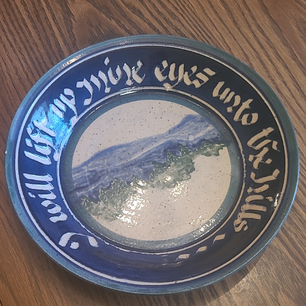 Psalm 121:1 Handmade Studio Pottery Plate/Bowl Featuring Scripture and Signed ♥